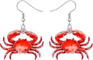 DUOWEI Unique Enamel Cute Crab Earrings French Clip Crab Earrings Jewelry Charms Gifts for Women (Crab B)