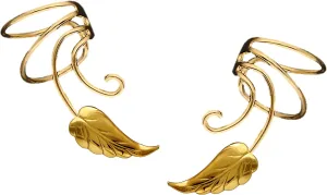 Ear Charms Southwest Leaf Wave Ear Cuff Non-pierced Wrap Earring Pair Gold On Sterling
