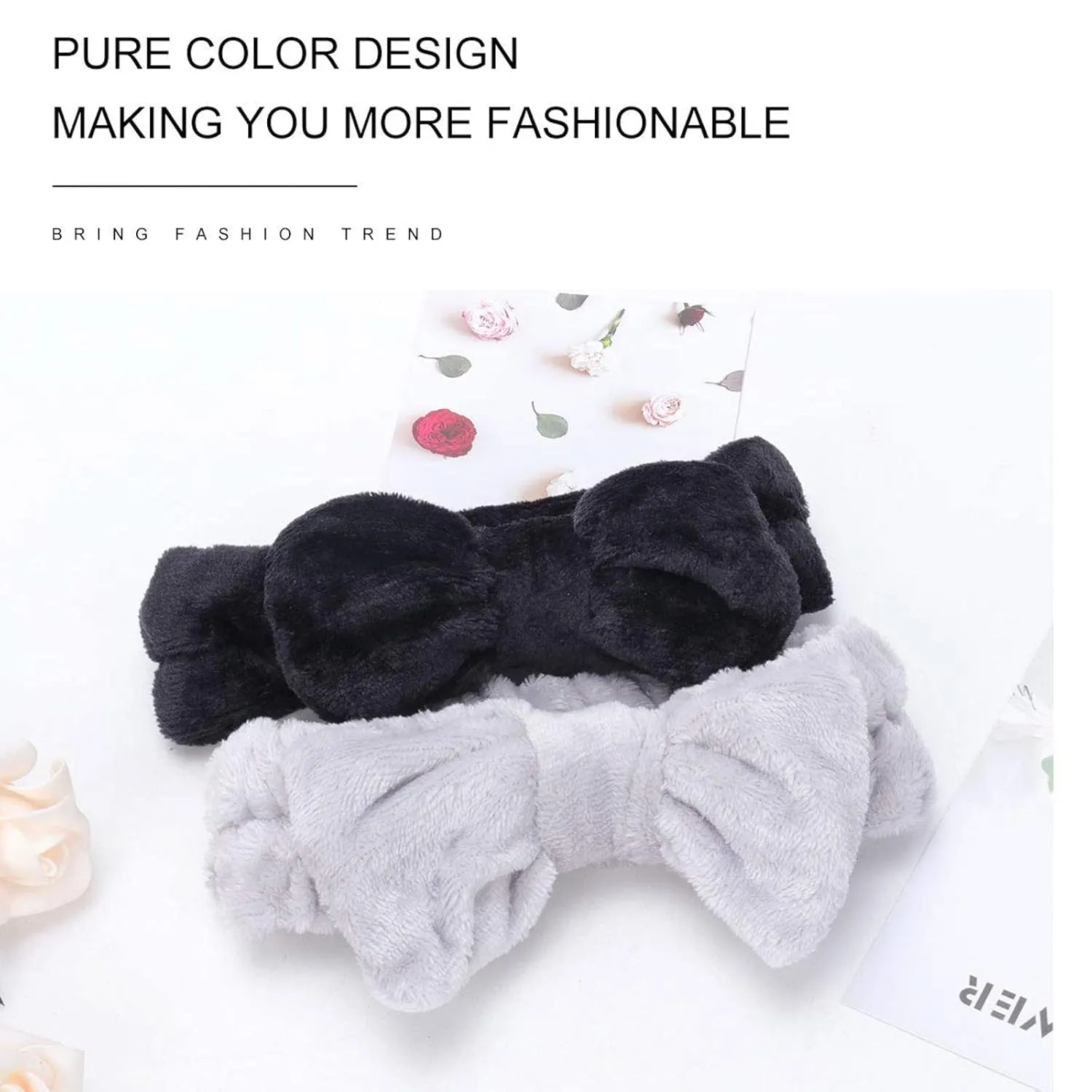 Elastic Hair Band Women Bowknot Bow Makeup Headbands Soft Coral Fleece Hair Band for Washing Face