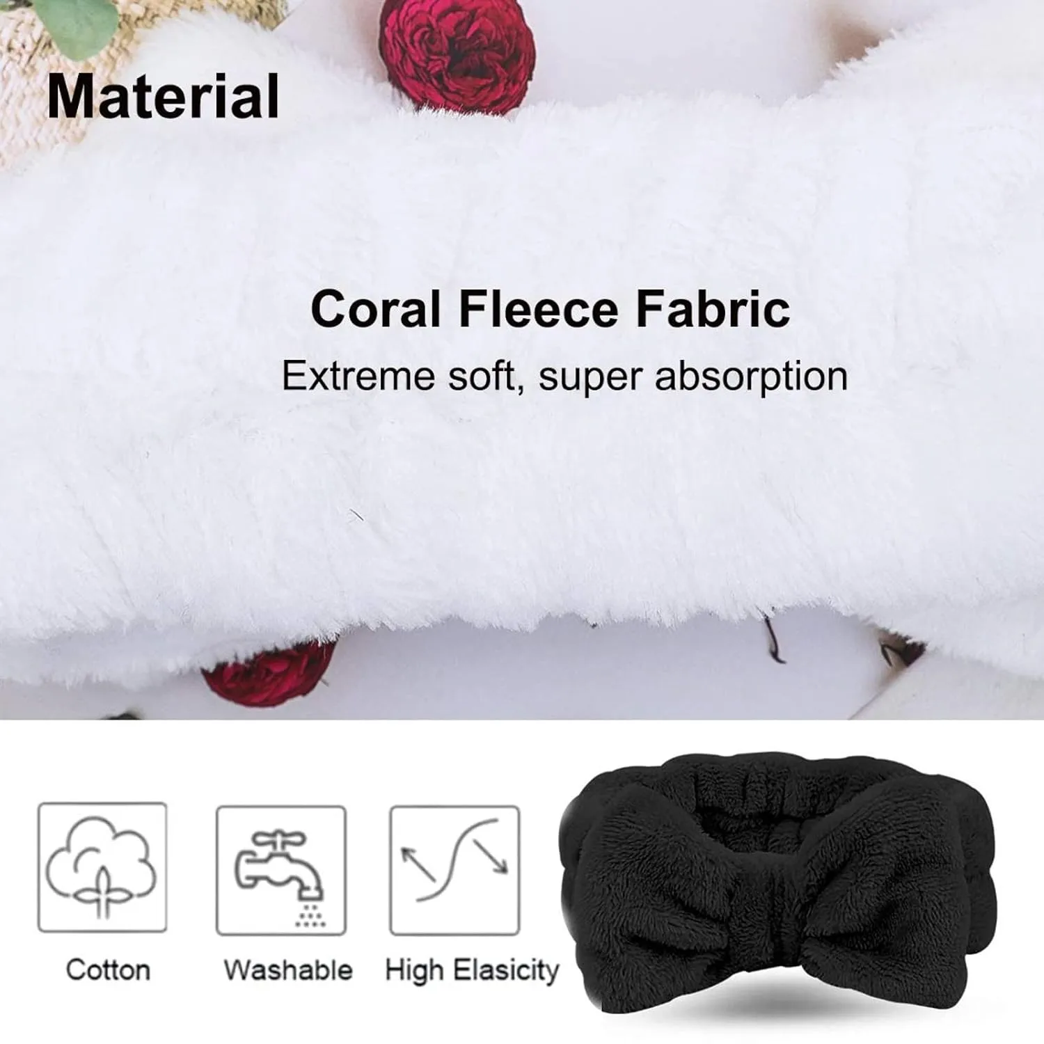 Elastic Hair Band Women Bowknot Bow Makeup Headbands Soft Coral Fleece Hair Band for Washing Face