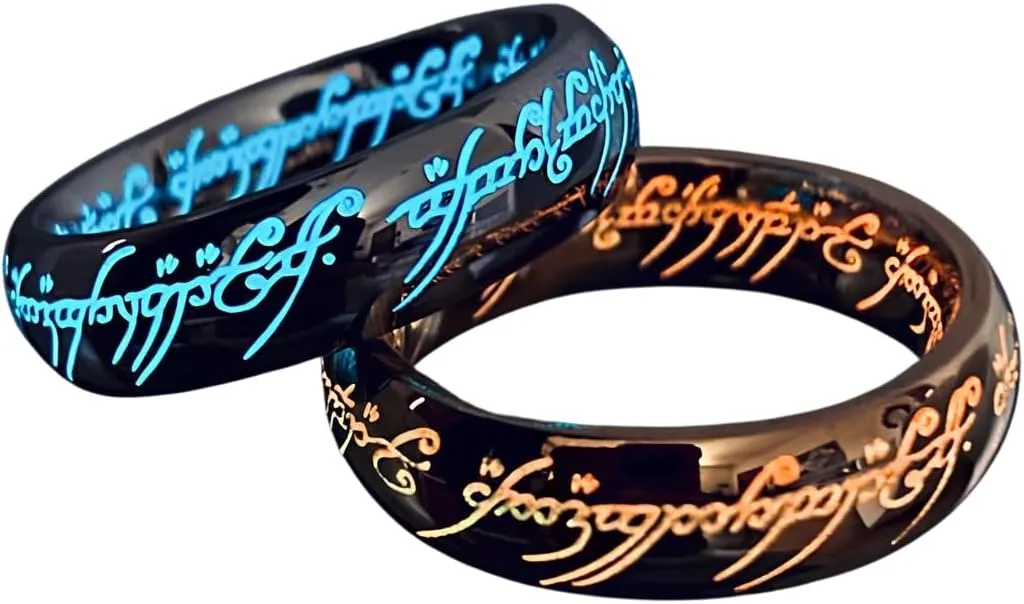 Elvish Ring Glow in the Dark, Elvish Rune Jewelry
