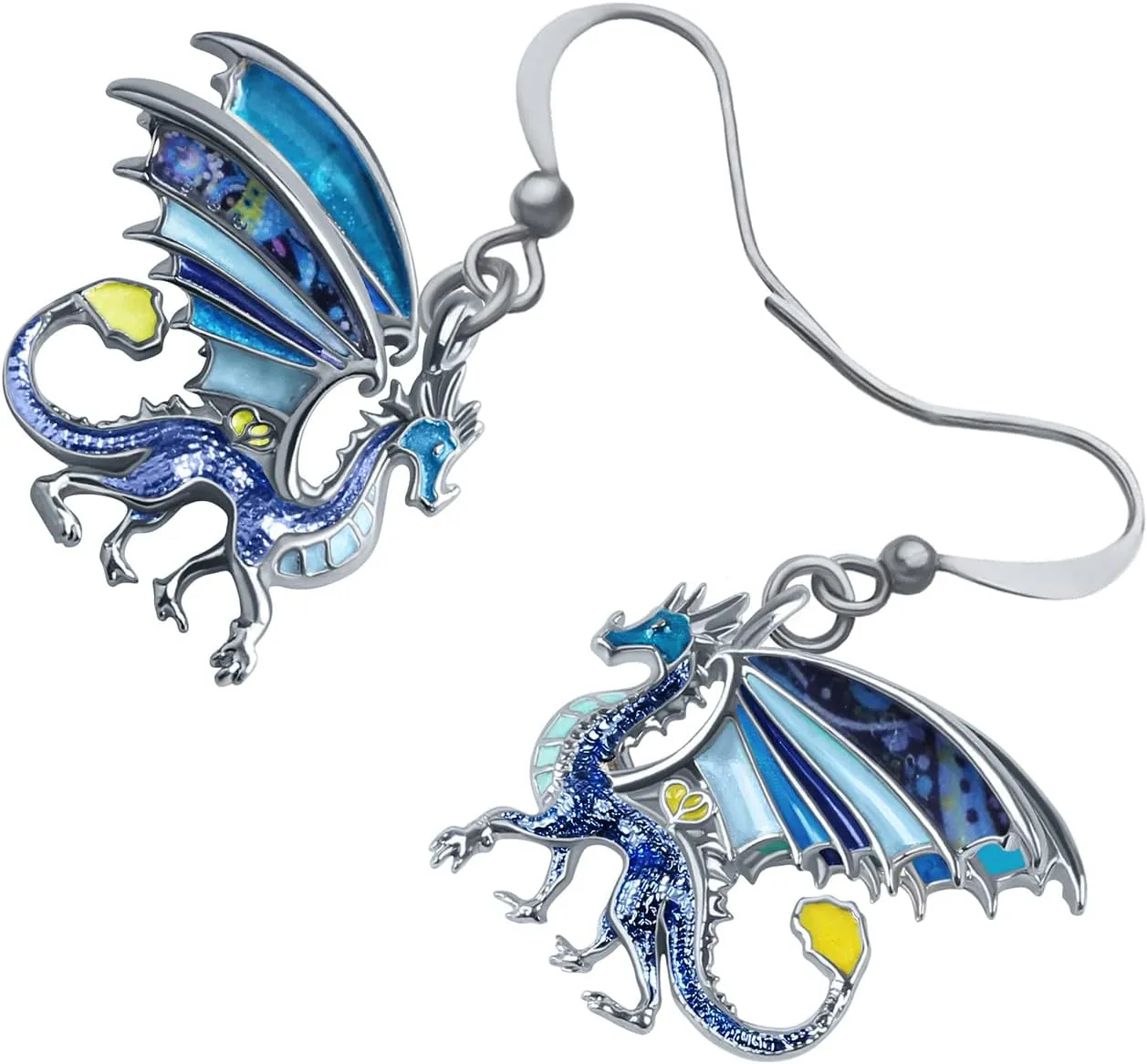 Enamel Alloy Dinosaur Fantasy Dragon Earrings Drop Dangle Unique Animal Jewelry For Women Dragons Gifts