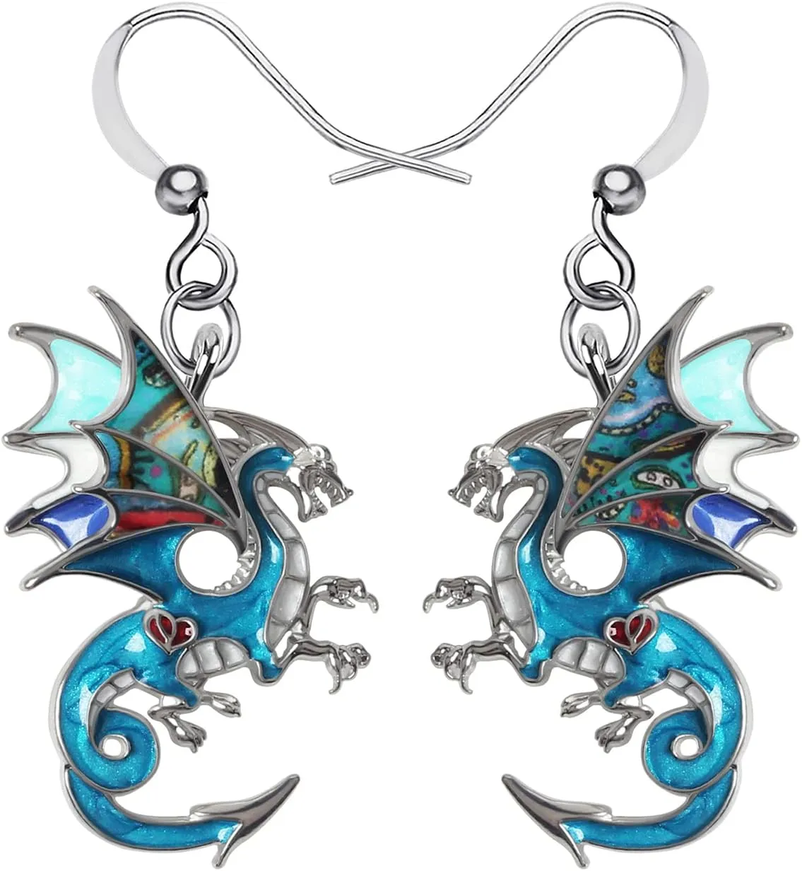 Enamel Alloy Dinosaur Fantasy Dragon Earrings Drop Dangle Unique Animal Jewelry For Women Dragons Gifts