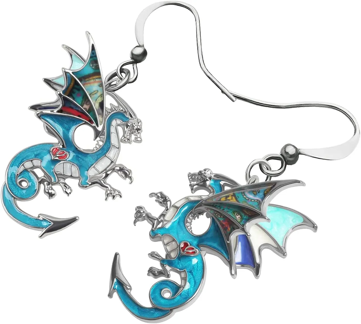 Enamel Alloy Dinosaur Fantasy Dragon Earrings Drop Dangle Unique Animal Jewelry For Women Dragons Gifts