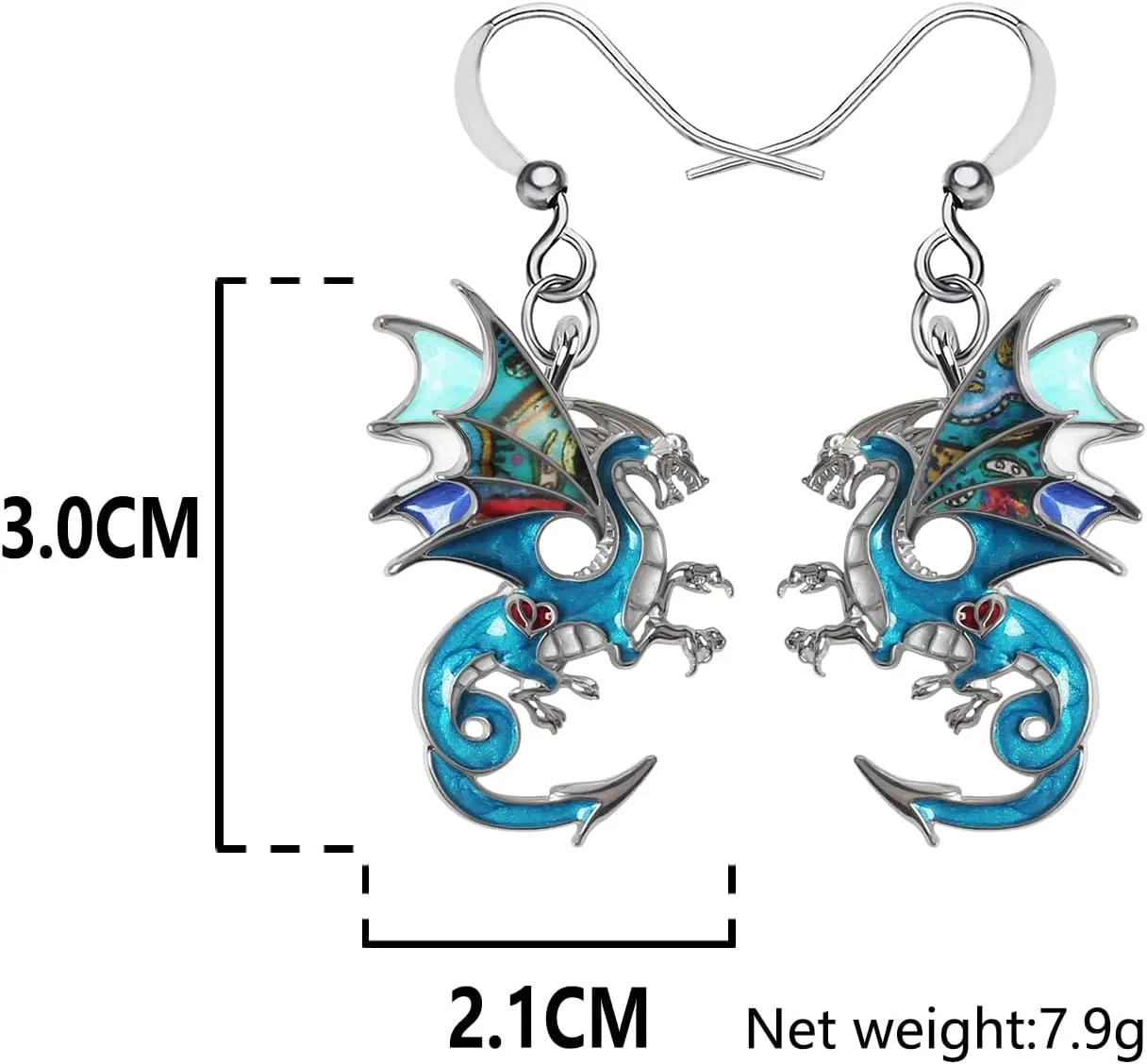Enamel Alloy Dinosaur Fantasy Dragon Earrings Drop Dangle Unique Animal Jewelry For Women Dragons Gifts