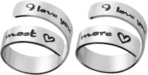 Engraving Ring Inspirational Gifts Adjustable Size Stainless Steel Rings Spiral Wrap Twist Ring Encouragement Gift for Women Men Teengirls Son (I love you more/most)