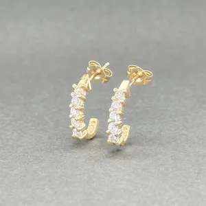 Estate 14K Y Gold 0.29ctw H-I/SI1-2 Diamond J Hoop Earrings
