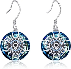 Evil Eye Earrings 925 Sterling Silver Crystal Earrings Hypoallergenic Unique Earrings Evil Eye Jewelry Christmas Earrings Gifts for Women Teen