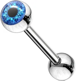 Eyeball Inlaid 316L Surgical Steel Barbells Tongue Rings 14G 5/8" Blue Body Unique Jewelry Delicate Design Piercing Steel Surgical For Women