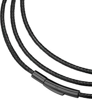 FaithHeart Braided Leather 2MM/3MM Necklace Cord for Men with Stainless Steel Snap Clasp, Waterproof Woven Wax Rope Chain for Pendant with Delicate Gift Box