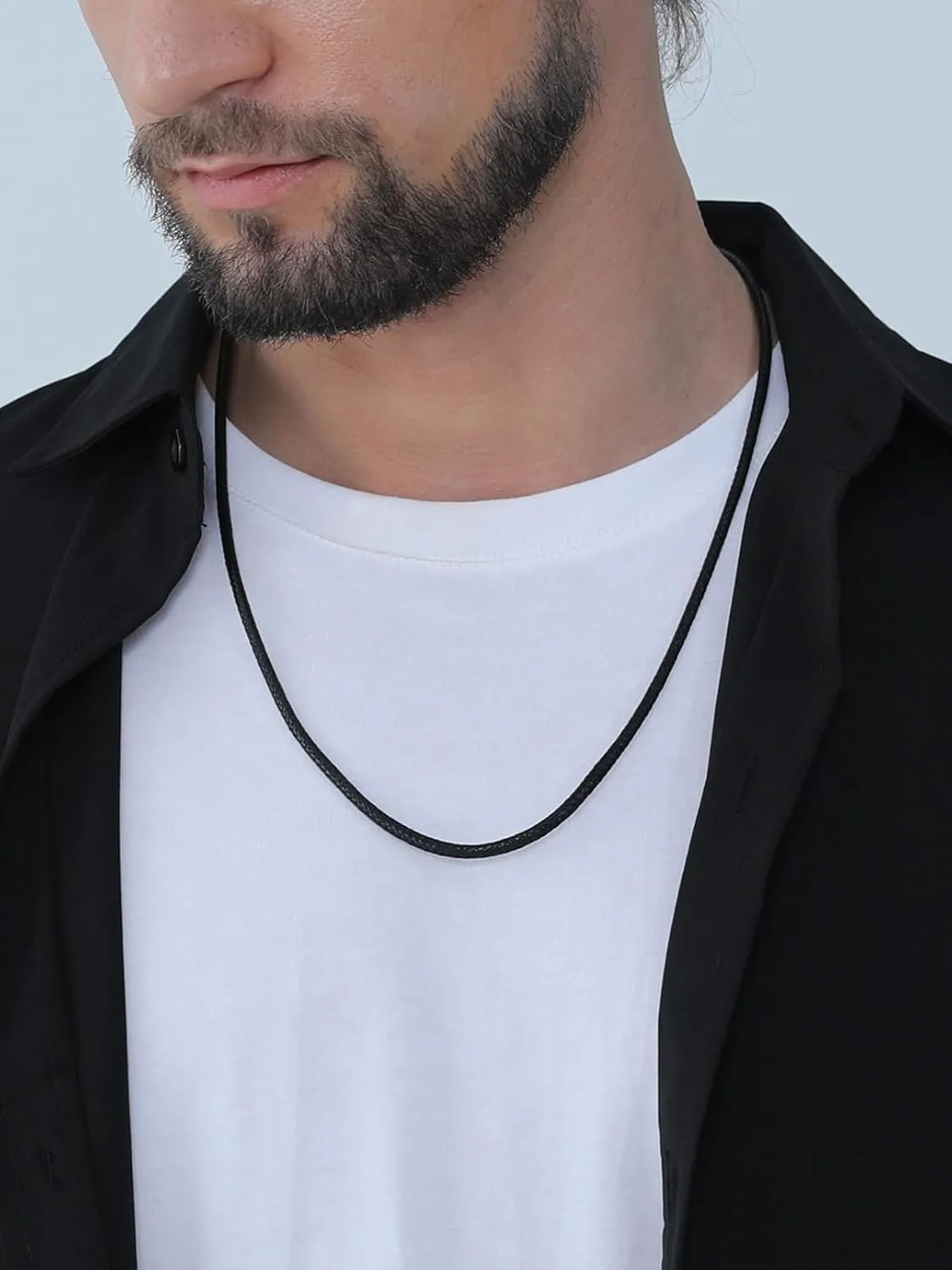 FaithHeart Braided Leather 2MM/3MM Necklace Cord for Men with Stainless Steel Snap Clasp, Waterproof Woven Wax Rope Chain for Pendant with Delicate Gift Box