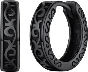 FaithHeart Norse Viking Runes Hoop Earrings for Men Hypoallergenic Stainless Steel Punk Huggie Hoop Earring Sturdy Norse Mythology Jewelry Gifts with Delicate Packaging
