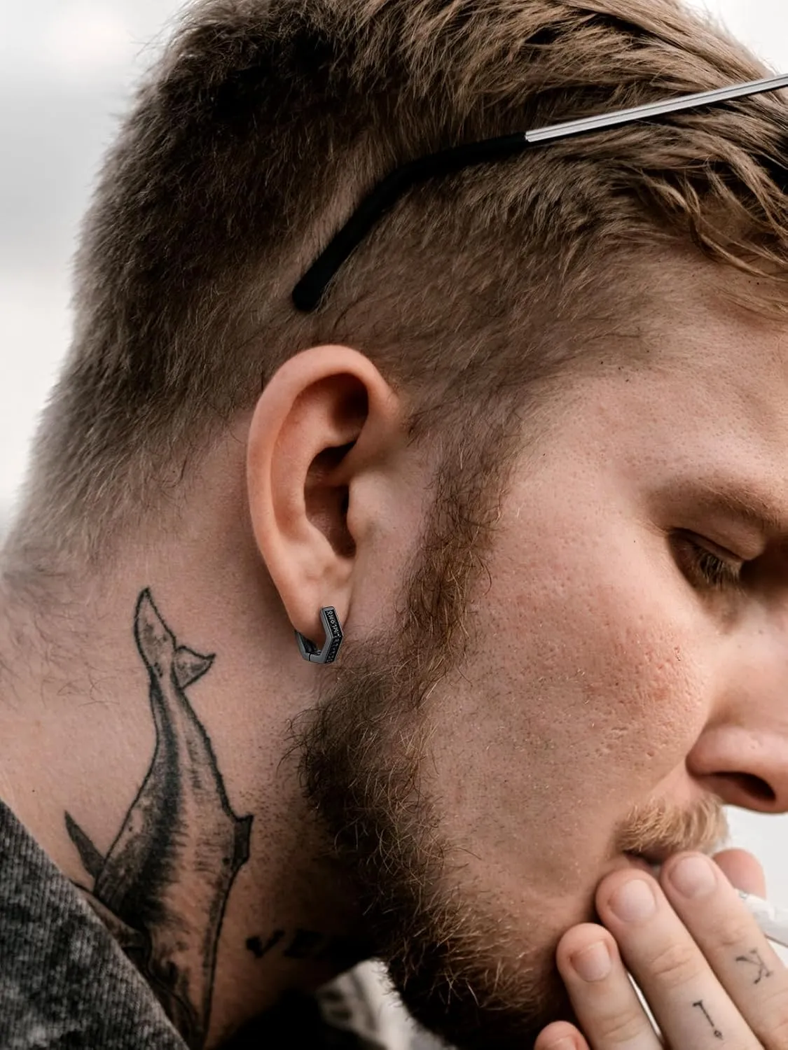 FaithHeart Norse Viking Runes Hoop Earrings for Men Hypoallergenic Stainless Steel Punk Huggie Hoop Earring Sturdy Norse Mythology Jewelry Gifts with Delicate Packaging