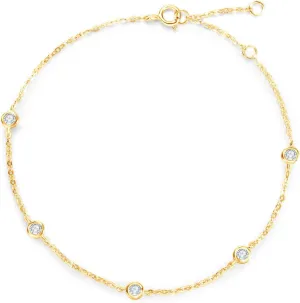 FANCIME 18k Solid Yellow/Rose Gold Bracelet with 0.075ct Diamond Infinity Forever Friendship Love Lucky Bracelet Dainty Delicate Fine Jewelry Gifts for Women, 15   3 cm