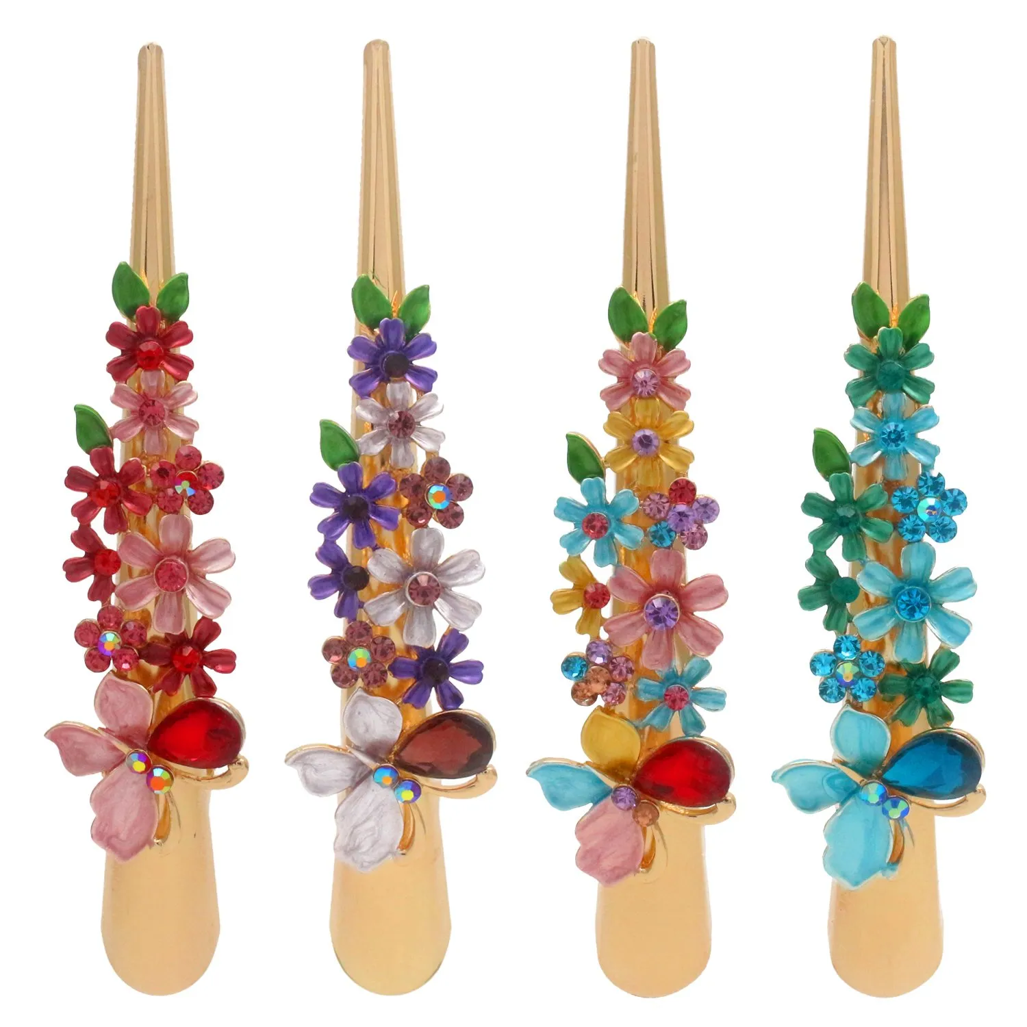 Fashion & Lifestyle Set of 4 Large Metal Alloy Alligator Sectioning Clips for Women and Girls - Pretty Strong Clamp Hair Pins Non-Slip Hair Grips Accessories for Thick Hair, Gold