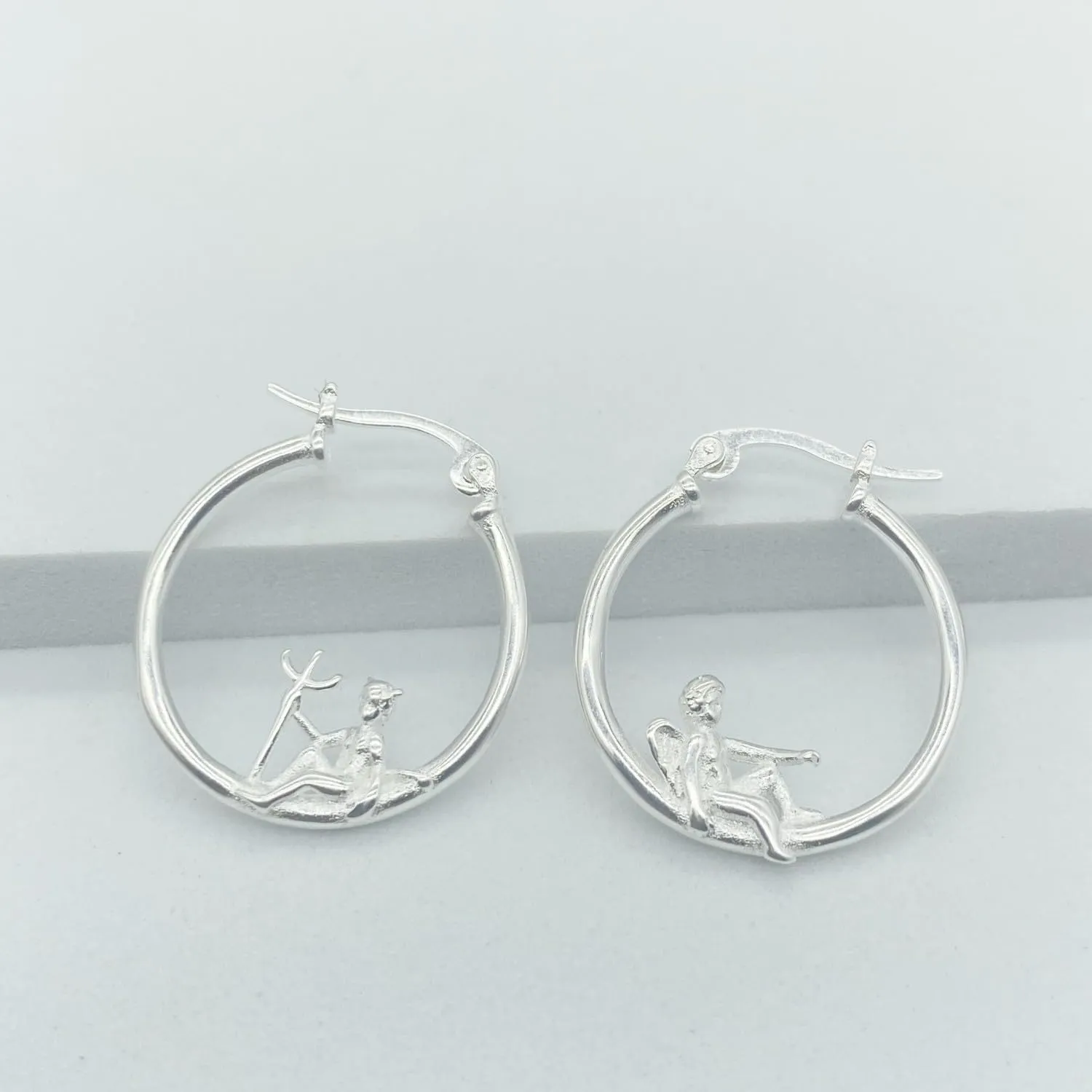 Fashion Angel Devil Asymmetric Hoop Earrings for Women Whimsical Huggie Dangle Drop Earring Unique Jewelry Gifts Birthday