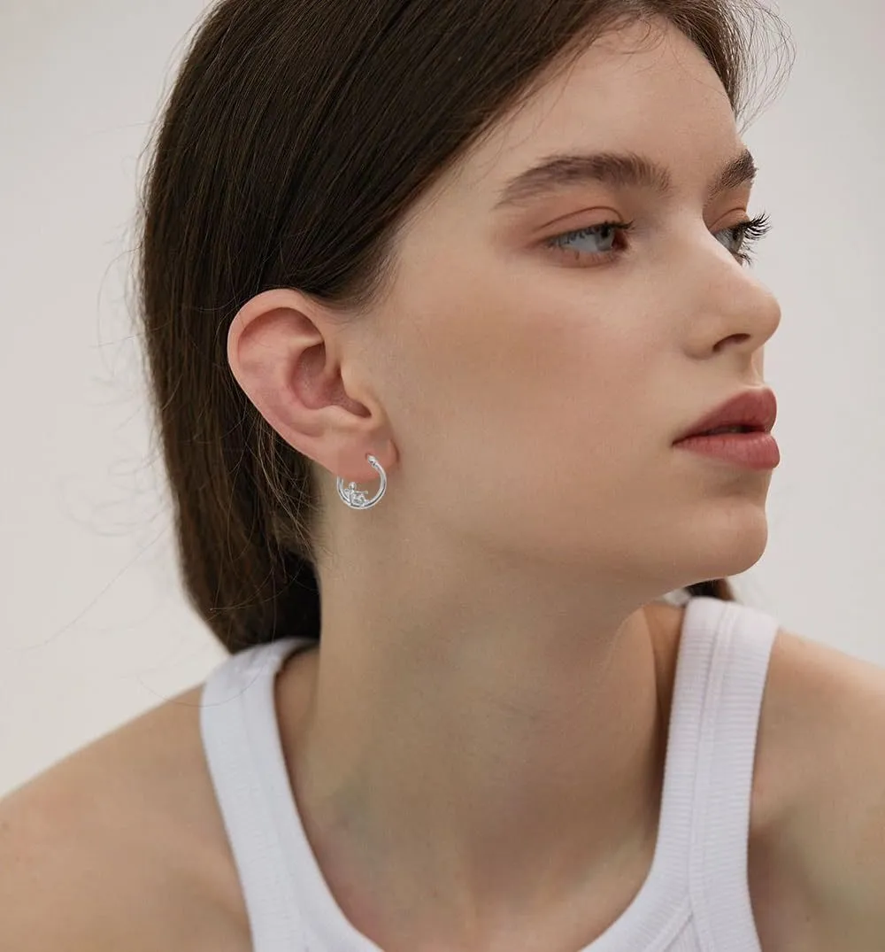 Fashion Angel Devil Asymmetric Hoop Earrings for Women Whimsical Huggie Dangle Drop Earring Unique Jewelry Gifts Birthday