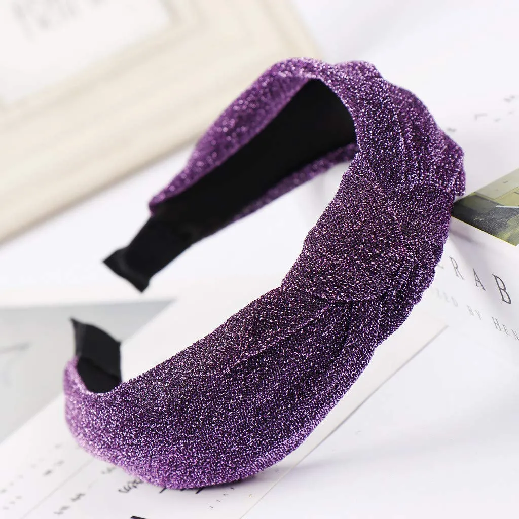 Fashion Headband For Women Wide Knotted Turban Headbands Hair Hoops Hair Accessories (Purple, One Size)