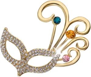 Fashion Mask Brooch for Women Girls Dainty Cubic Zirconia Crystal Diamond Brooches and Pins Corsage Boutonniere Dress Accessories Jewelry Gifts for Wedding Bouquet