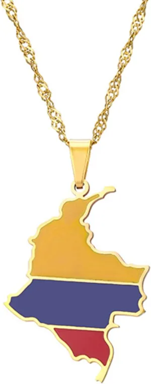 Fashion Republic of Colombia Necklace Stainless Steel Colombian Pendant Necklace