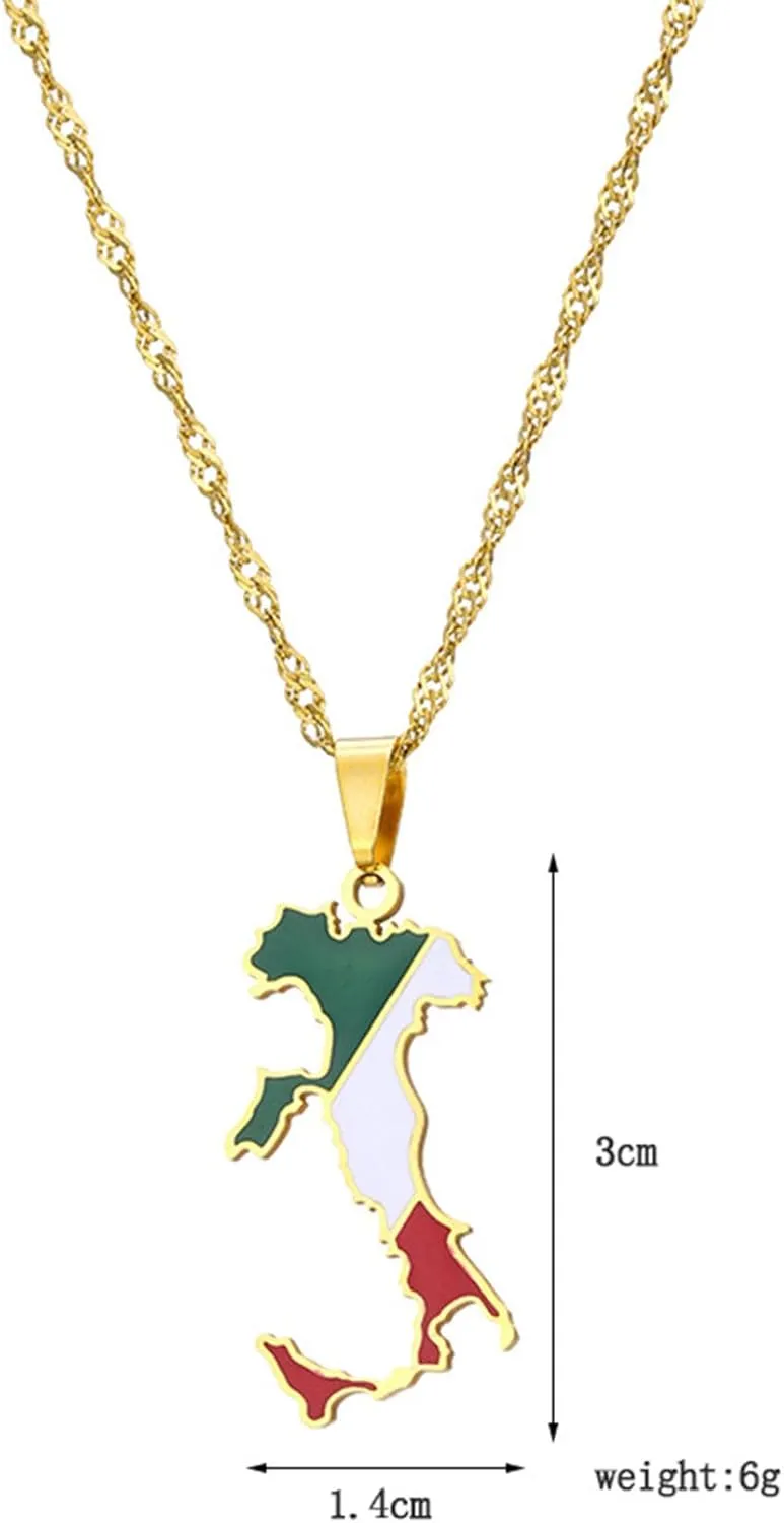 Fashion Republic of Italy Map Necklace Stainless Steel Italian Pendant Necklace