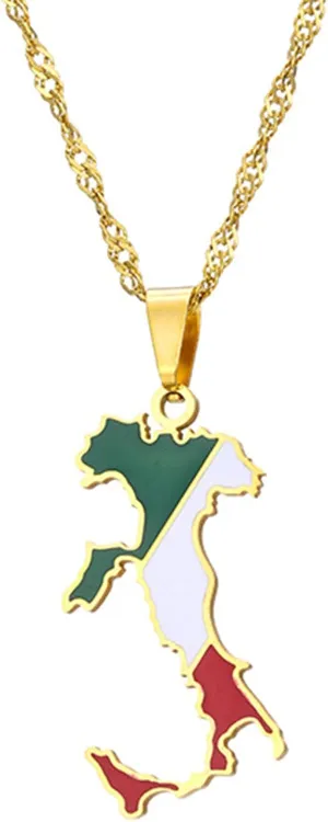 Fashion Republic of Italy Map Necklace Stainless Steel Italian Pendant Necklace