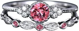 Fashion Ring for Women's Jewelry Blue Stone Stacking Diamond Rings 2pcs for Couple Gifts