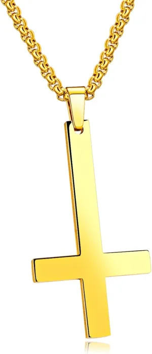 Fashion Simple Cross Necklace Stainless Steel Upside Down Cross Pendant Necklace