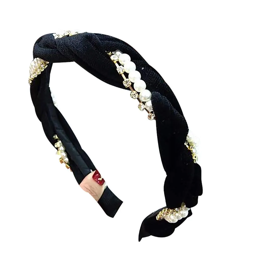 Fashionable Headbands for Women Beaded Hair Hoop Headband Rhinestone Crystal Elastic hairbands Hair Accessories Jewelry