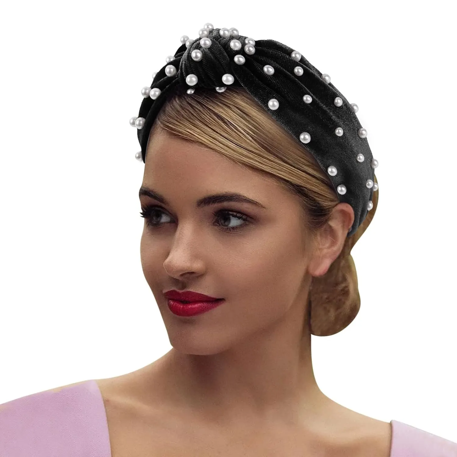 Fashionable Headbands for Women Pearls Knotted Head Bands Handmade Jewelry Hair Bands Wedding Hair Accessories