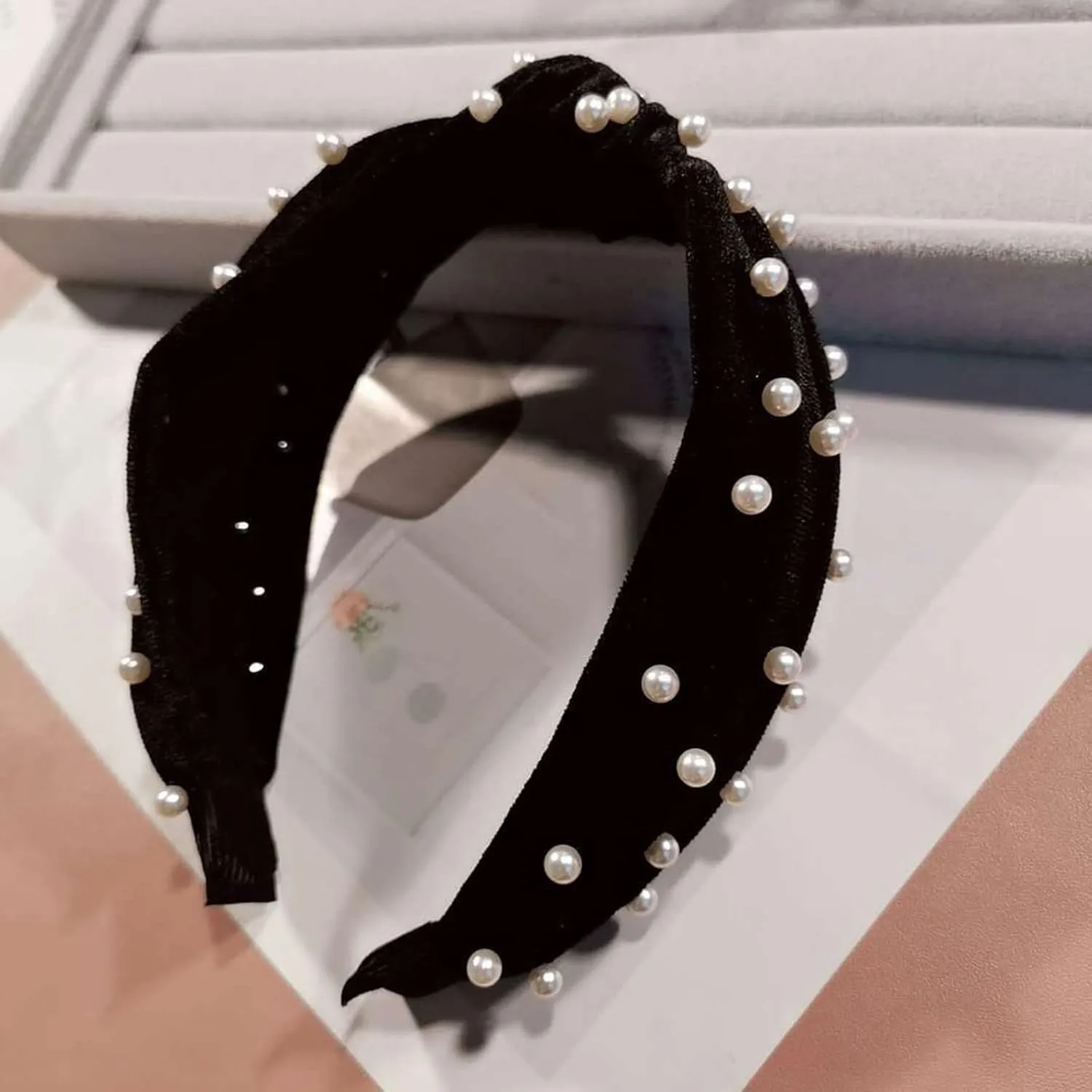 Fashionable Headbands for Women Pearls Knotted Head Bands Handmade Jewelry Hair Bands Wedding Hair Accessories