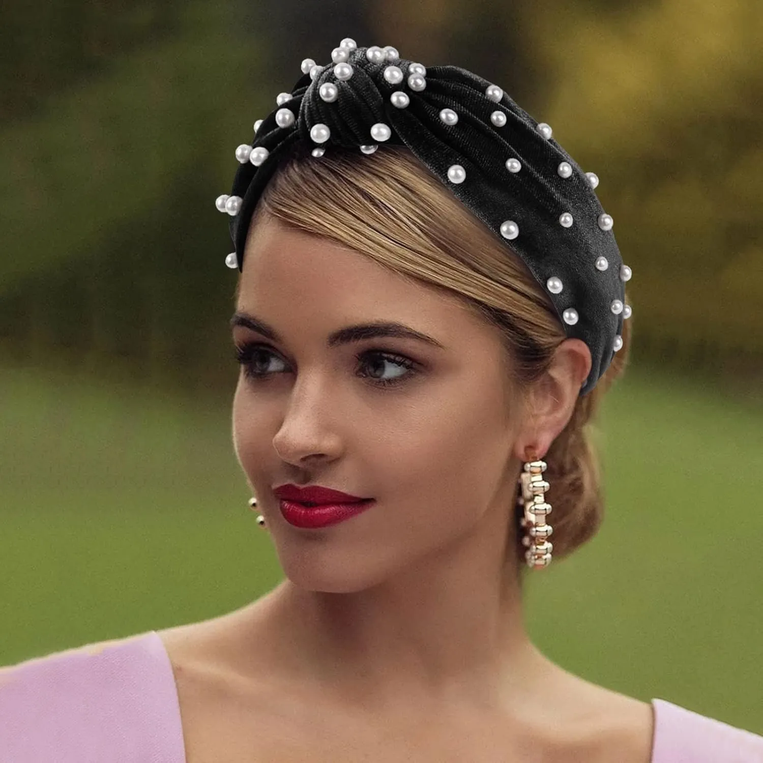 Fashionable Headbands for Women Pearls Knotted Head Bands Handmade Jewelry Hair Bands Wedding Hair Accessories