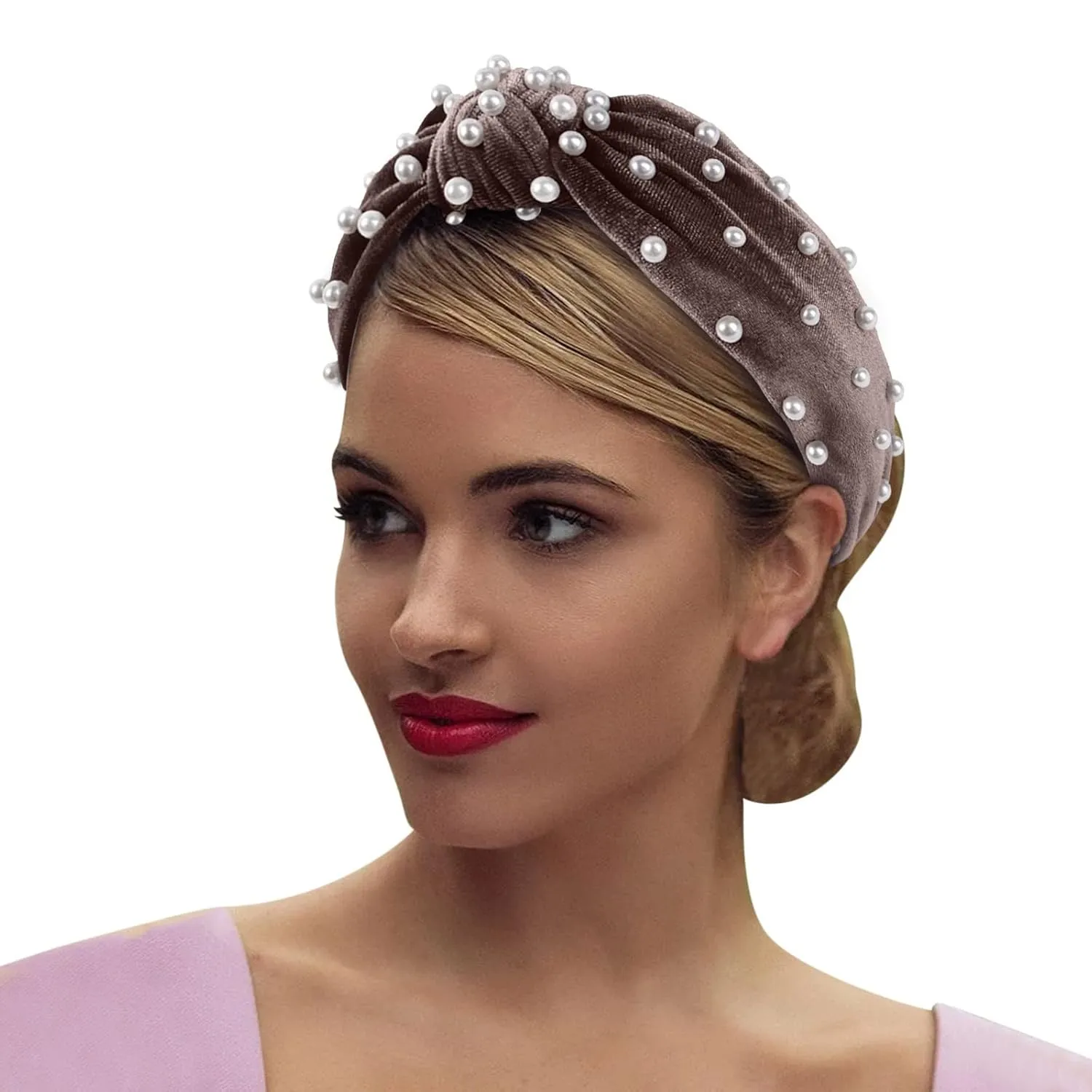 Fashionable Headbands for Women Pearls Knotted Head Bands Handmade Jewelry Hair Bands Wedding Hair Accessories