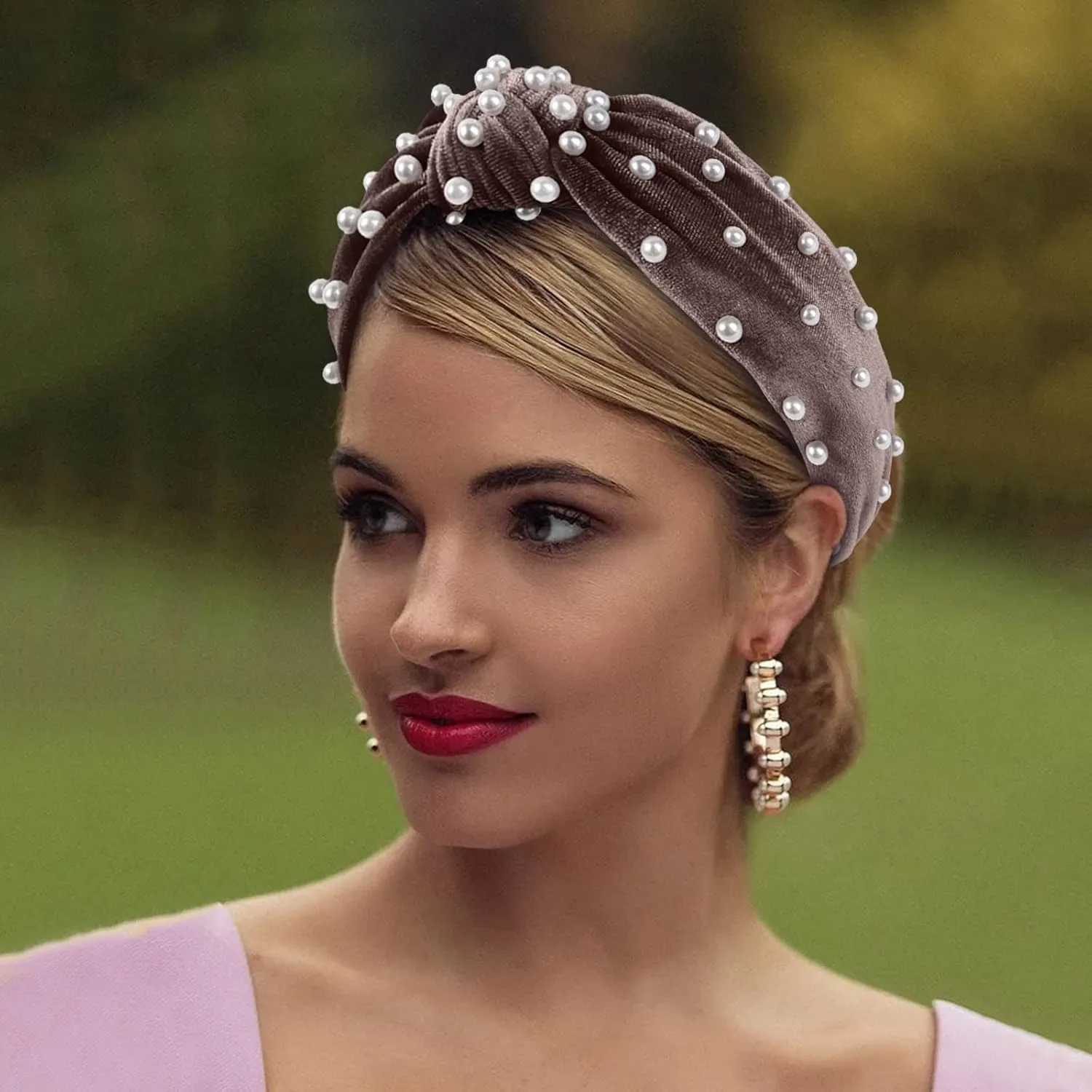 Fashionable Headbands for Women Pearls Knotted Head Bands Handmade Jewelry Hair Bands Wedding Hair Accessories