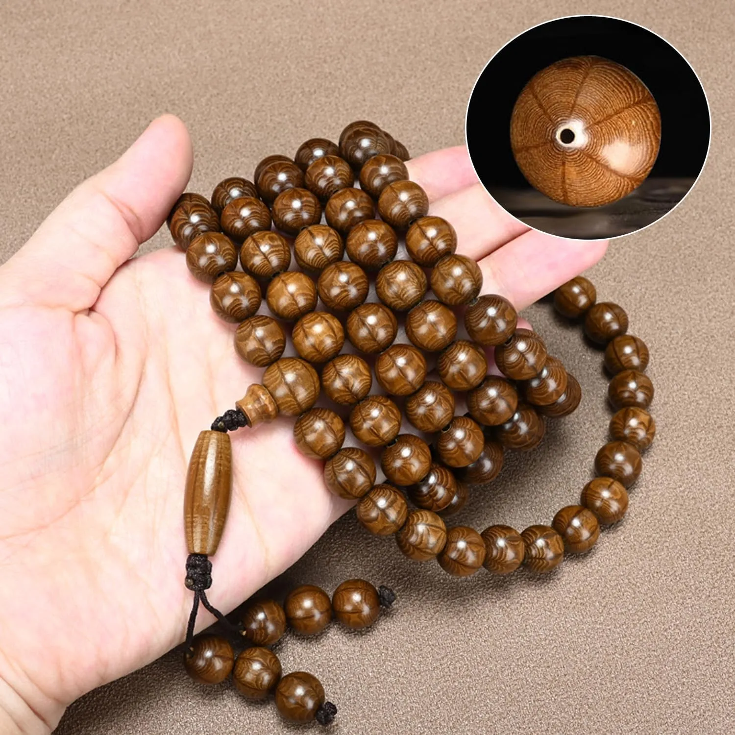FAZOVIN 108 Beads 10 mm Mala Beads Bracelet for Men, Wutai Mountain Natural Wood Meditation Prayer Necklace