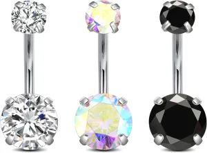 FECTAS 14g Belly Button Rings Surgical Steel CZ Petite Navel Ring for Women Body Piercing Jewelry Petite select Barbell Len 6mm 8mm 10mm 12mm 14mm Silver