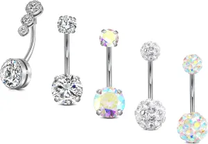 FECTAS Belly Button Rings Surgical Steel for Women Navel Belly Rings Piercing Ring Jewelry Pack Kit 14G