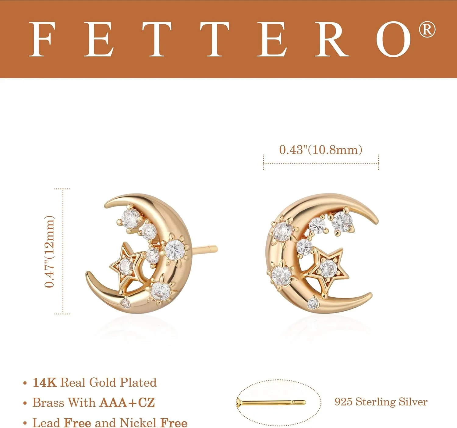 FETTERO Tiny Stud Earrings for Women 14K Gold Plated Earrings Delicate Trendy Earrings Cute CZ Star Studs Earring for Everyday Wear Hypoallergenic Earrings for Women Gold Jewelry Gifts