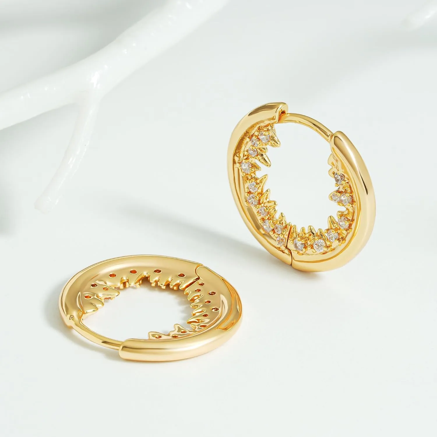 FETTERO Women Hoop Earrings 14K Gold Plated Delicate Hypoallergenic Earrings Small Huggie Hoops Dainty Earring Jewelry for Everyday Wear