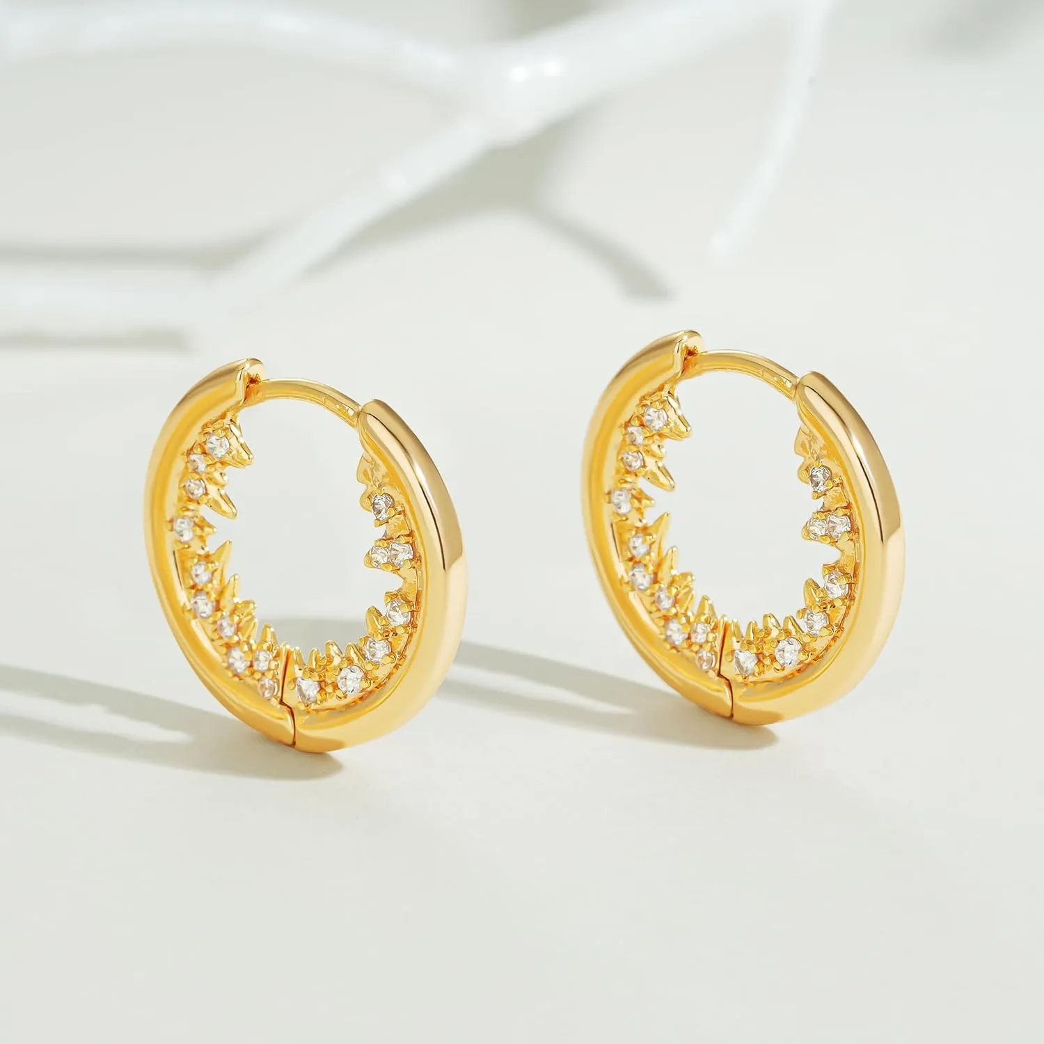FETTERO Women Hoop Earrings 14K Gold Plated Delicate Hypoallergenic Earrings Small Huggie Hoops Dainty Earring Jewelry for Everyday Wear