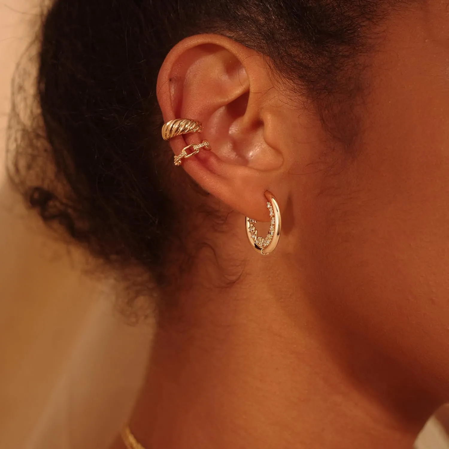 FETTERO Women Hoop Earrings 14K Gold Plated Delicate Hypoallergenic Earrings Small Huggie Hoops Dainty Earring Jewelry for Everyday Wear