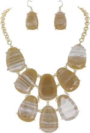 Firstmeet Chunky Bubble Statement Collar Necklace with Earrings for Women