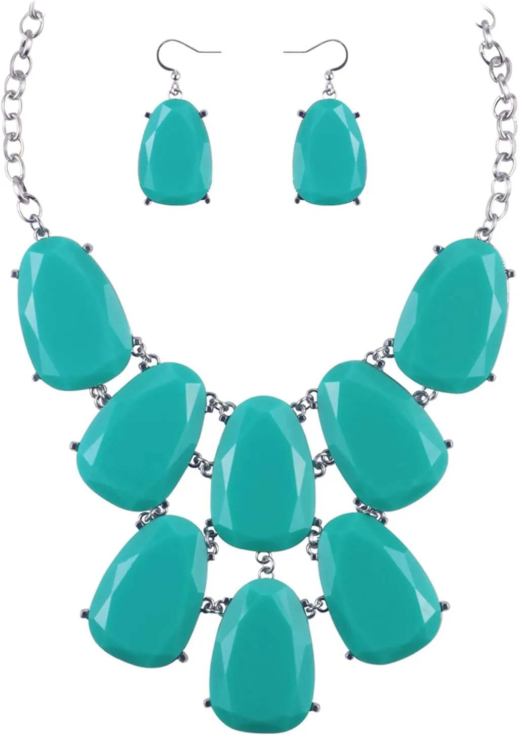 Firstmeet Chunky Bubble Statement Collar Necklace with Earrings for Women