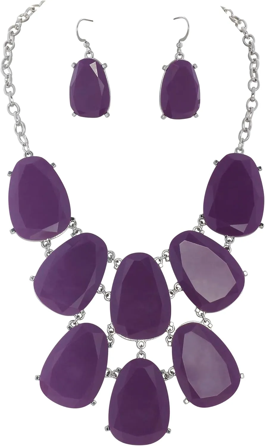 Firstmeet Chunky Bubble Statement Collar Necklace with Earrings for Women