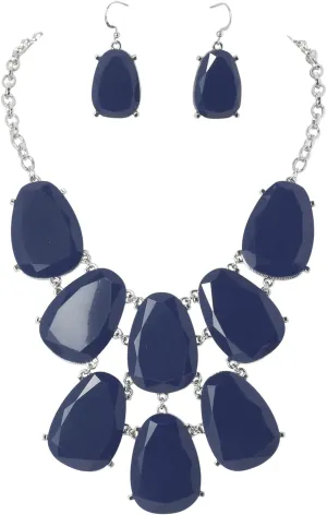 Firstmeet Chunky Bubble Statement Collar Necklace with Earrings for Women