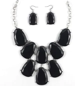 Firstmeet Chunky Bubble Statement Collar Necklace with Earrings for Women