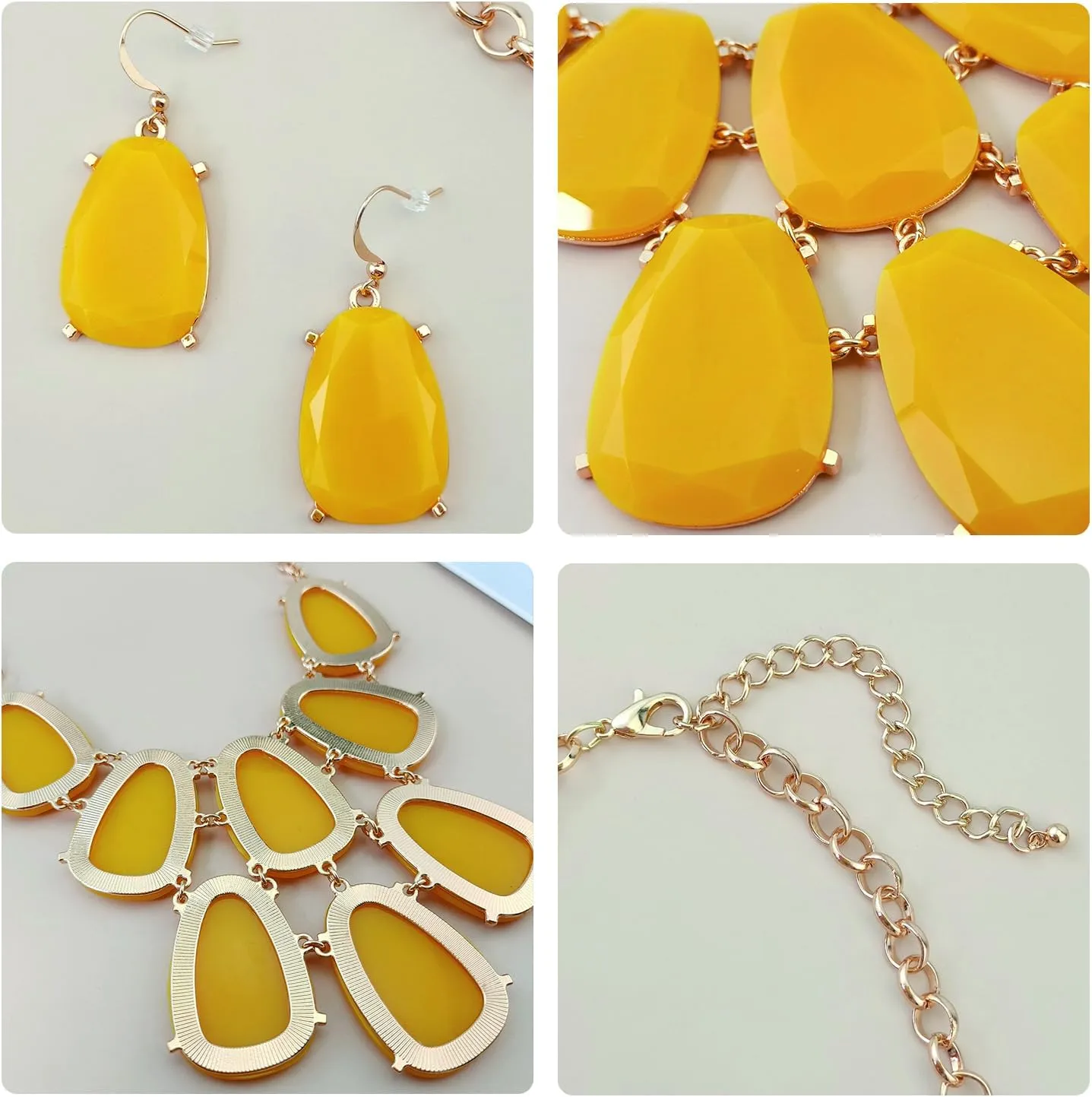 Firstmeet Chunky Bubble Statement Collar Necklace with Earrings for Women