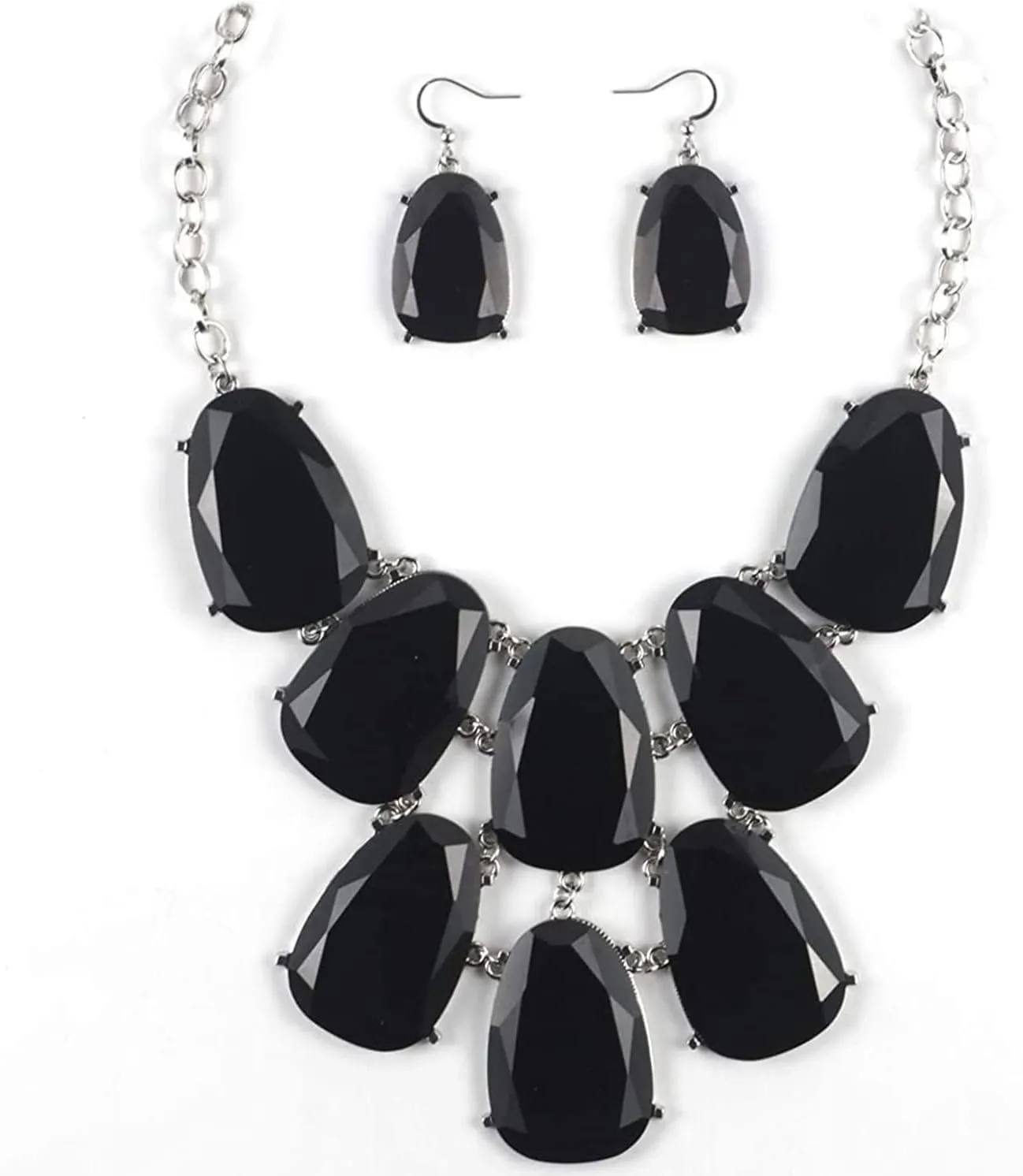 Firstmeet Chunky Bubble Statement Collar Necklace with Earrings for Women