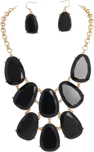 Firstmeet Chunky Bubble Statement Collar Necklace with Earrings for Women