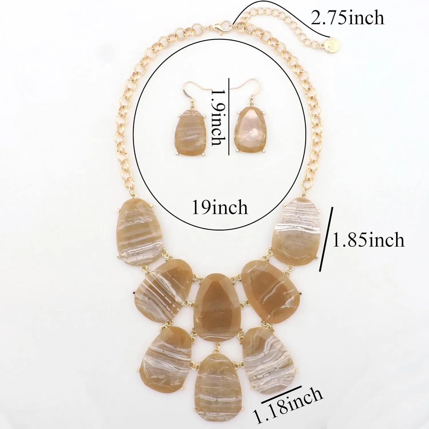 Firstmeet Chunky Bubble Statement Collar Necklace with Earrings for Women